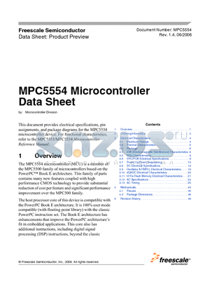 MPC5554 datasheet - Microcontroller