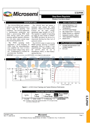 LX1910CDU datasheet - Step-Down Regulator