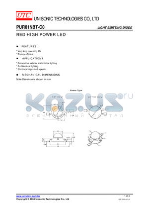 PUR01NBT-C0 datasheet - RED HIGH POWER LED