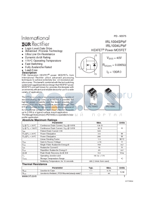 IRL1004LPBF datasheet - HEXFET Power MOSFET