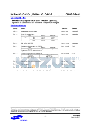 K6R1016C1C-I12 datasheet - 64Kx16 Bit High-Speed CMOS Static RAM(5.0V Operating).