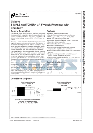 LM2586SX-ADJ datasheet - SIMPLE SWITCHER^ 3A Flyback Regulator with Shutdown