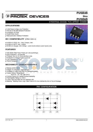 PUSB6B-LF-T13 datasheet - STEERING DIODE/ TVS ARRAY COMBO