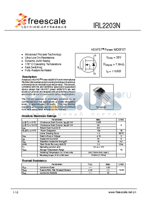 IRL2203N datasheet - HEXFET^ Power MOSFET