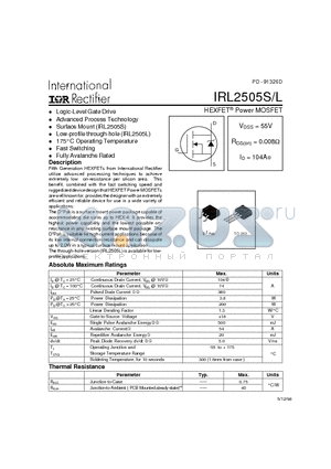 IRL2505L datasheet - Power MOSFET
