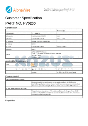 PV0230 datasheet - Customer Specification