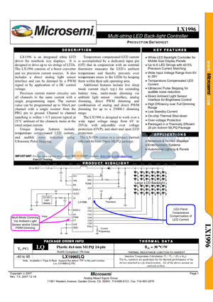 LX1996ILQ datasheet - Multi-string LED Back-light Controller