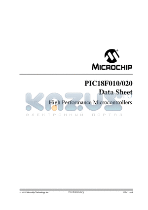 PIC18F020T-I/SO datasheet - High Performance Microcontrollers