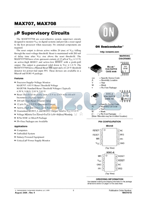 MAX708 datasheet - UP Supervisory Circuits