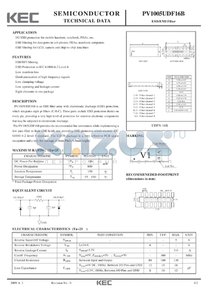 PV1005UDF16B datasheet - ESD/EMI Filter