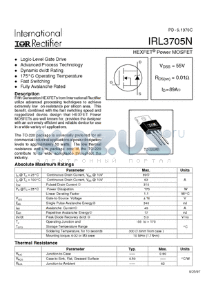IRL3705N datasheet - HEXFET Power MOSFET