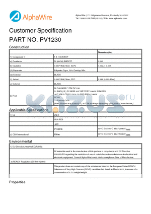 PV1230 datasheet - Customer Specification