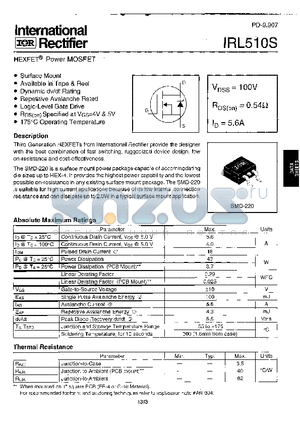 IRL510S datasheet - HEXFET POWER MOSFET