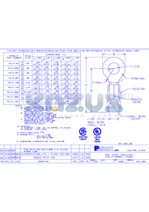 PV14-38R-L datasheet - 2PC VINYL INSULATED 16-14 BARREL, RINGS