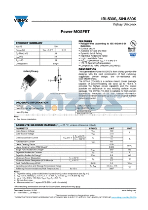 IRL530STRRPBF datasheet - Power MOSFET