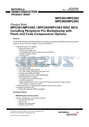 MPC561MZP56 datasheet - RISC MCU Including Peripheral Pin Multiplexing with Flash and Code Compression Options