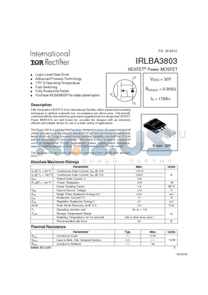 IRLBA3803 datasheet - HEXFET Power MOSFET
