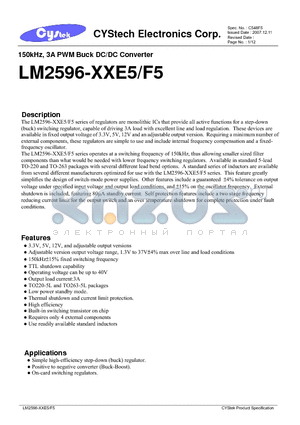 LM2596-50F5 datasheet - 150kHz, 3A PWM Buck DC/DC Converter