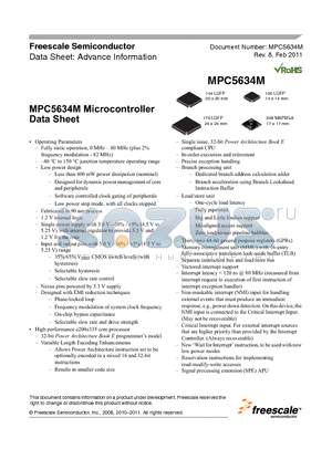 MPC5632MMLQ60 datasheet - Microcontroller