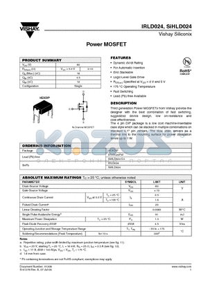 IRLD024PBF datasheet - Power MOSFET