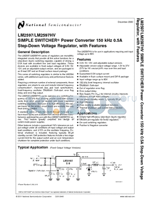 LM2597HVN-ADJ datasheet - SIMPLE SWITCHER Power Converter 150 kHz 0.5A Step-Down Voltage Regulator, with Features