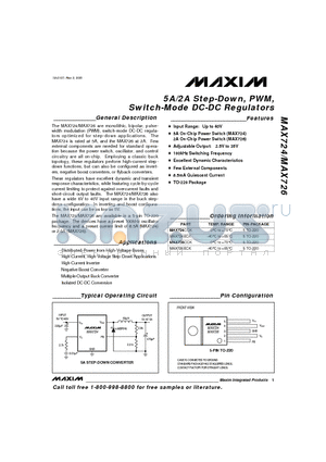 MAX724 datasheet - 5A/2A Step-Down, PWM, Switch-Mode DC-DC Regulators