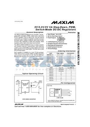 MAX729 datasheet - 5V/3.3V/3V 5A Step-Down, PWM, Switch-Mode DC-DC Regulators