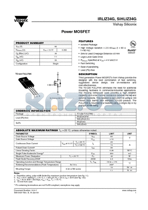 IRLIZ34G_09 datasheet - Power MOSFET