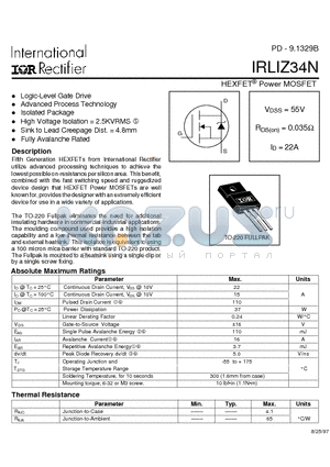 IRLIZ34N datasheet - Power MOSFET