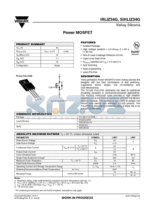 IRLIZ34G datasheet - Power MOSFET