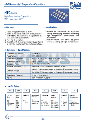 HTC datasheet - High Temperature Capacitors