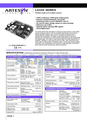 LX350 datasheet - Flexible single and multiple outputs