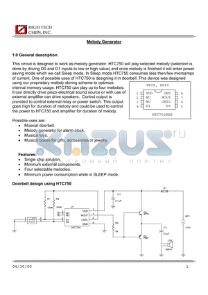 HTC750DC datasheet - Melody Generator