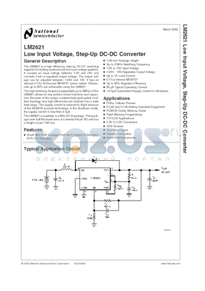 LM2621MM datasheet - Low Input Voltage, Step-Up DC-DC Converter