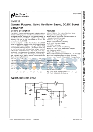 LM2623 datasheet - General Purpose, Gated Oscillator Based, DC/DC Boost Converter