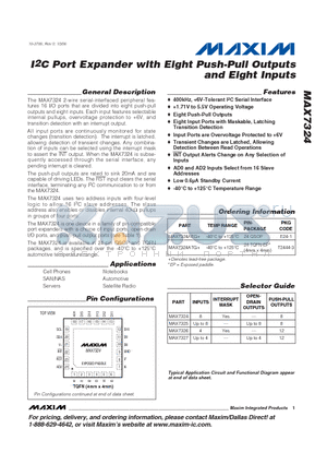 MAX7324 datasheet - I2C Port Expander with Eight Push-Pull Outputs and Eight Inputs