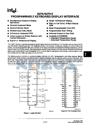 P8279 datasheet - PROGRAMMABLE KEYBOARD / DISPLAY INTERFACE