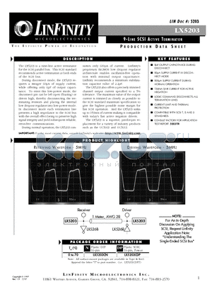 LX5203 datasheet - 9-LINE SCSI ACTIVE TERMINATOR