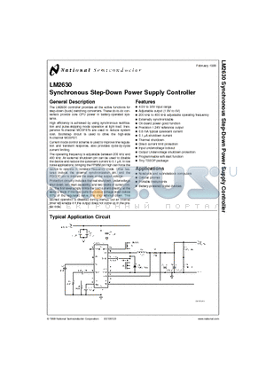 LM2630 datasheet - Synchronous Step-Down Power Supply Controller