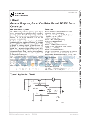 LM2623MM datasheet - General Purpose, Gated Oscillator Based, DC/DC Boost Converter