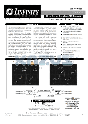 LX5205CDWP datasheet - 18-LINE PLUG AND PLAY, lPOWER SCSI TERMINATOR