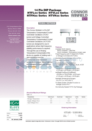 HTFL6D-12.800 datasheet - 14 Pin DIP Package