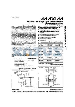 MAX732EPA datasheet - 12V/15V Step-Up Current-Mode Pwm Regulators