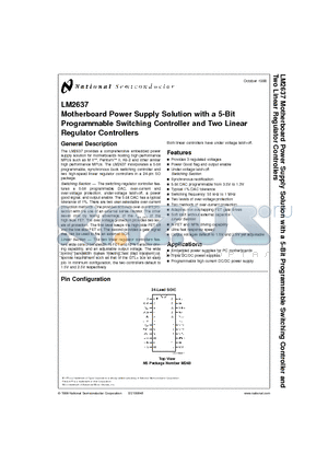 LM2637M datasheet - Motherboard Power Supply Solution with a 5-Bit Programmable Switching Controller and Two Linear Regulator Controllers