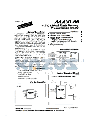 MAX734CSA datasheet - 12V, 120mA Flash Memory Programming Supply