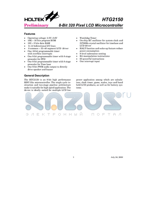 HTG2150 datasheet - 8-Bit 320 Pixel LCD Microcontroller