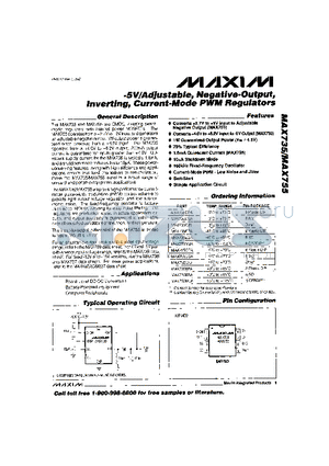 MAX735CSA datasheet - -5V/Adjustable, Negative-Output,Inverting, Current-mode PWM Regulators