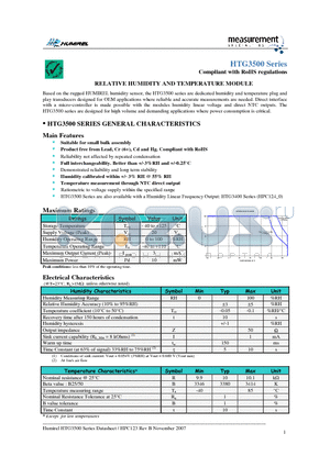 HTG3413CH datasheet - RELATIVE HUMIDITY AND TEMPERATURE MODULE