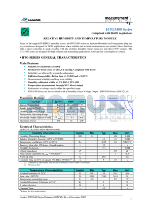 HTG3413PVBL datasheet - RELATIVE HUMIDITY AND TEMPERATURE MODULE