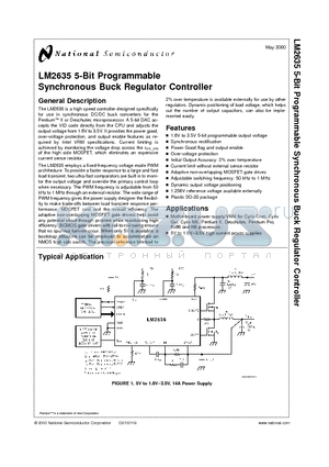 LM2635 datasheet - 5-Bit Programmable Synchronous Buck Regulator Controller